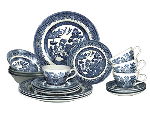 Churchill Cuencos platos tazas 20 piezas vajilla Set 20 pieza Set azul Willow